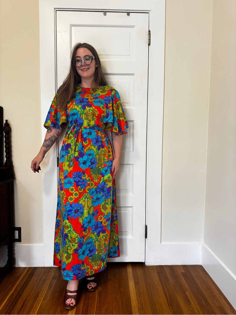 70s Vintage Hawaiian Tops Neon Floral Honeymoon Set - Picture 3 of 12